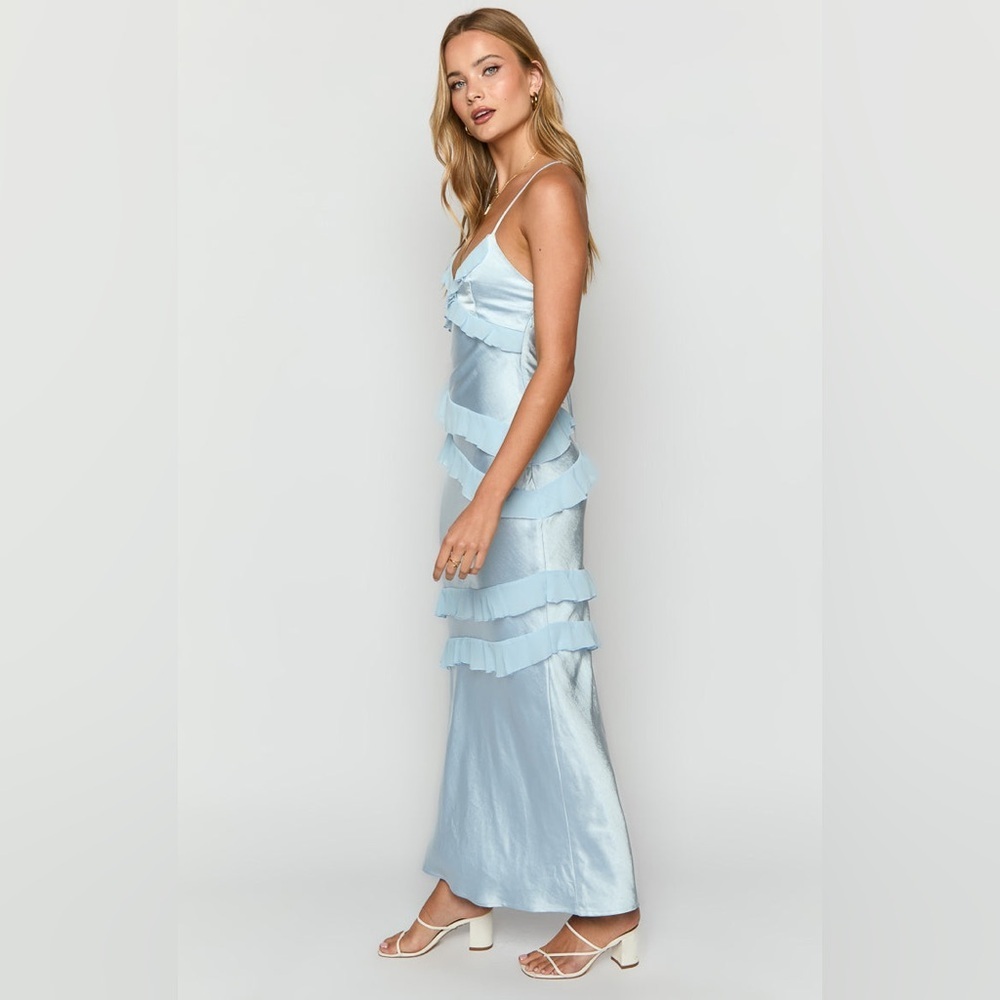 Beginning Boutique Inara Blue Ruffle Maxi Dress - Size 12 - Picture 8 of 16